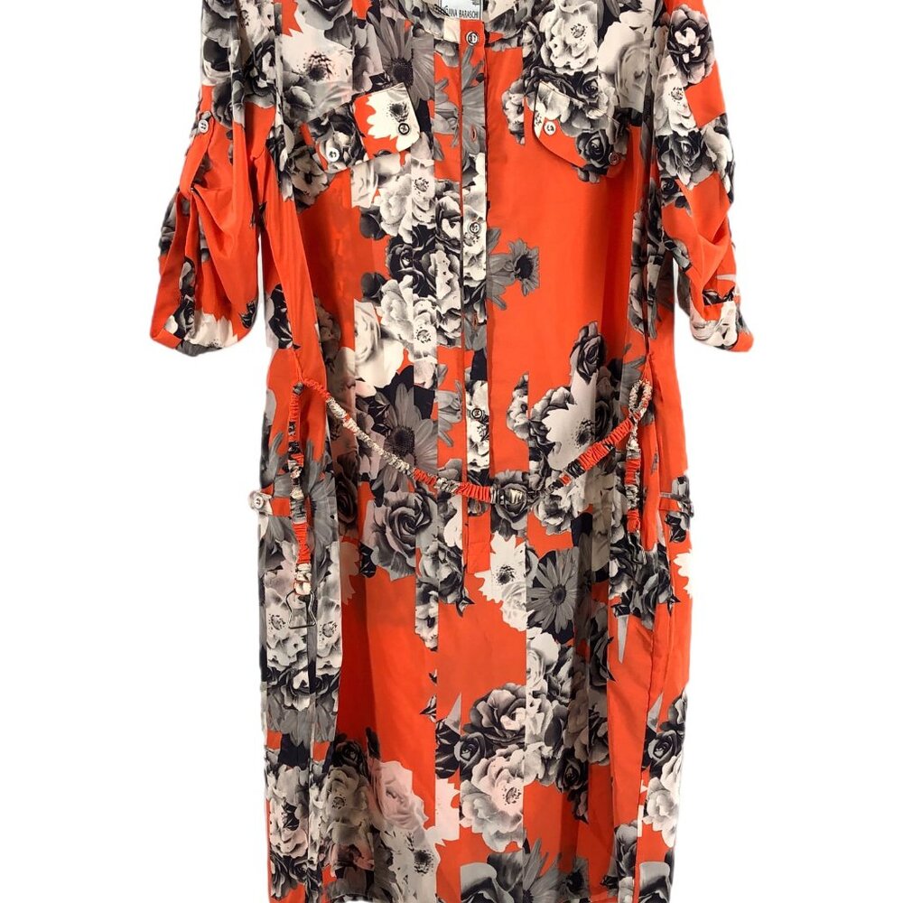 Yoana Baraschi Orange Floral Mini Dress | Size L